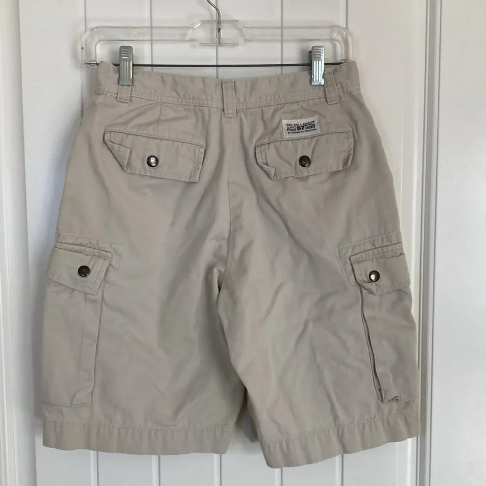Polo Ralph Lauren‎ Youth Cargo Shorts Size 12 Khaki Tan Long Classic